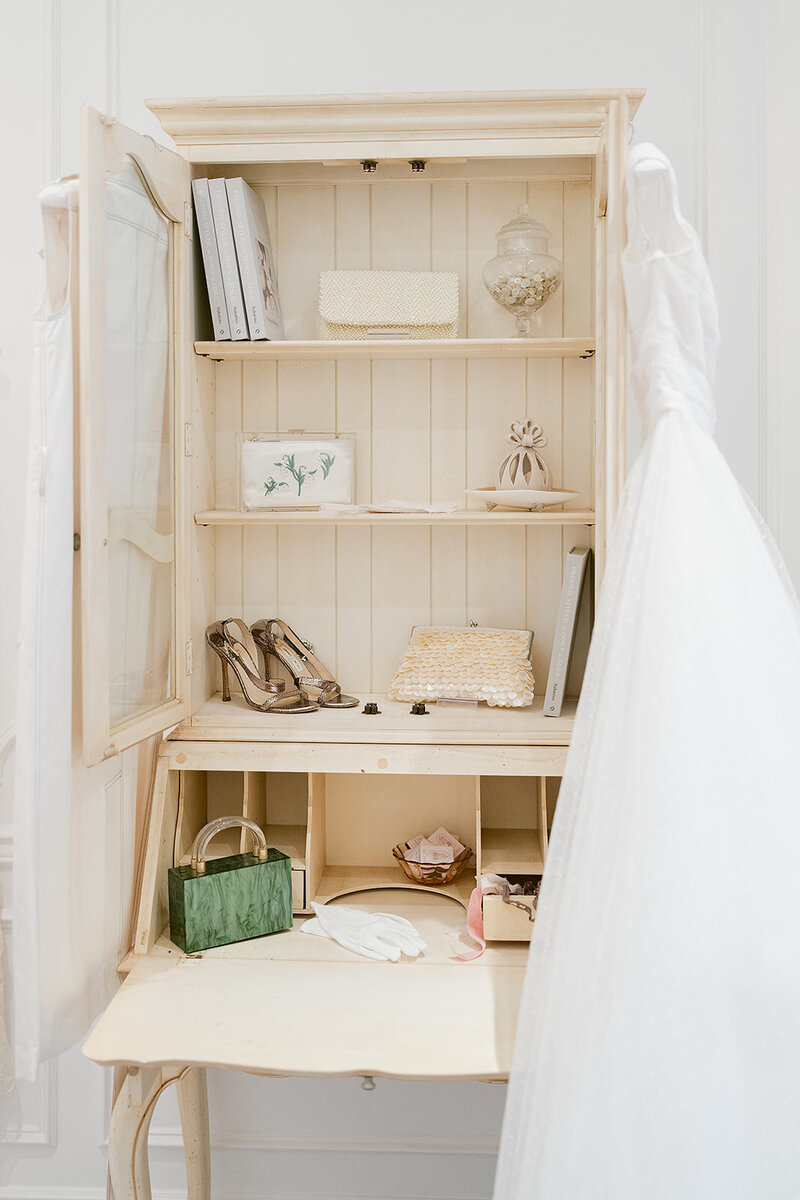 Detail shot of vintage bridal details styled in New York editorial photoshoot.
