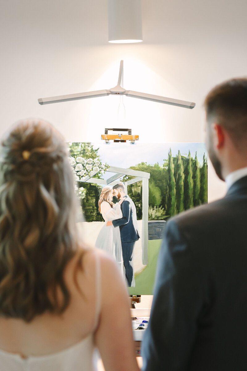 Live Wedding Painting Reaction from Bride and Groom