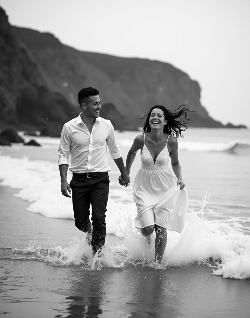 Bride at coastal wedding venue