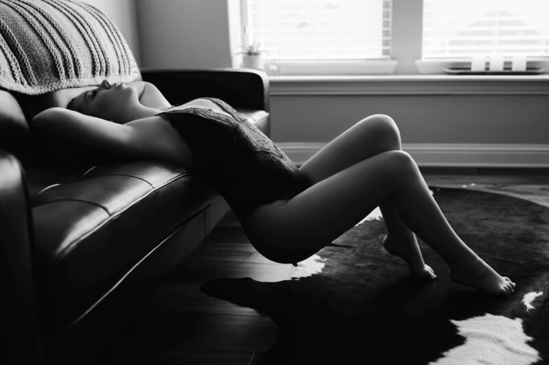 Gorgeous black and white boudoir portrait by Heather Nixon Photography