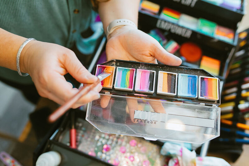 face paint palette with multiple colors