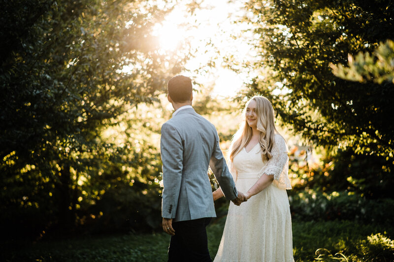 couple eloping at golden hour