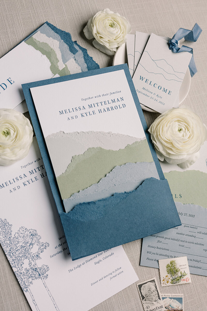Layered Mountain Wedding Invitation