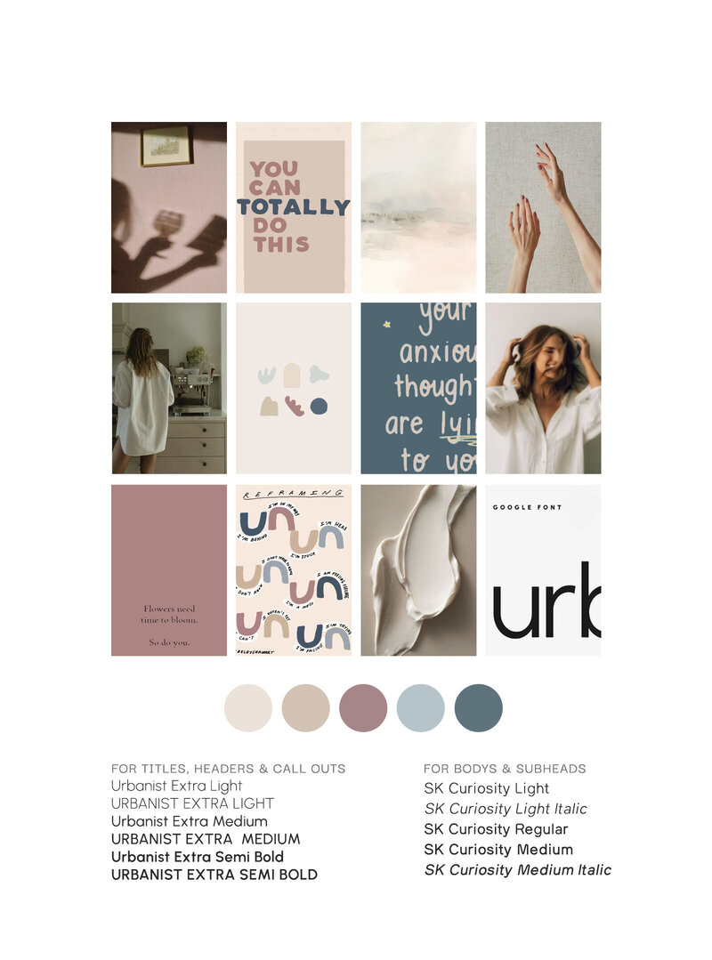 A moodboard with collected photos to establish branding for a family photographer.