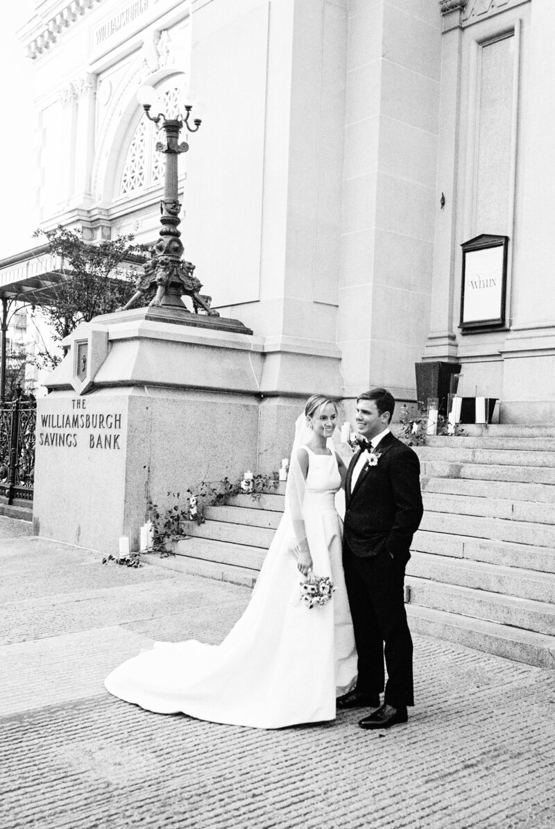 bride and groom portrait at the weylin in williamsburg