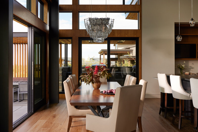 mountain-modern-home-dining-room-walnut wall-panels