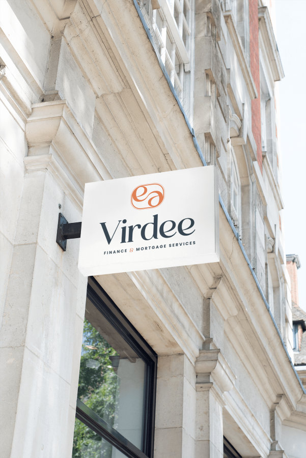 Branded Signage Mockup for Virdee Finance and Mortgage Services branding created by Leithal and Co