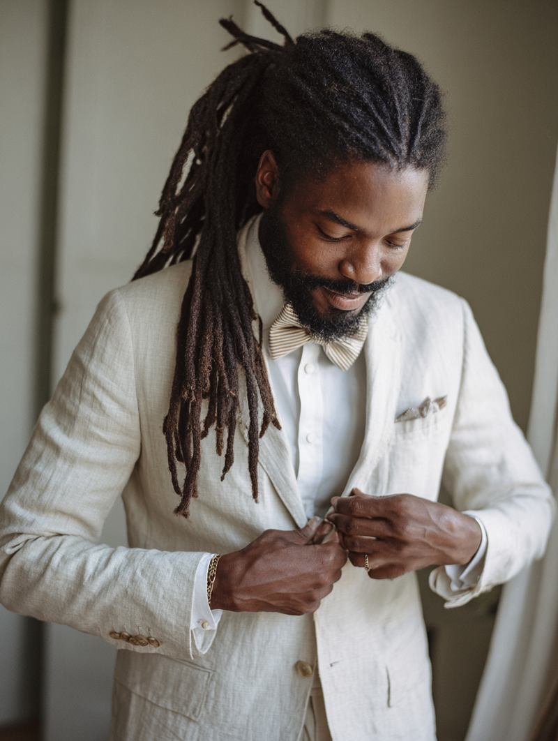 krista5123_Groom_with_long_dreadlocks_tying_bow_tie_warm_back_13b556d4-f207-4283-bd78-8c1f29246a28_2