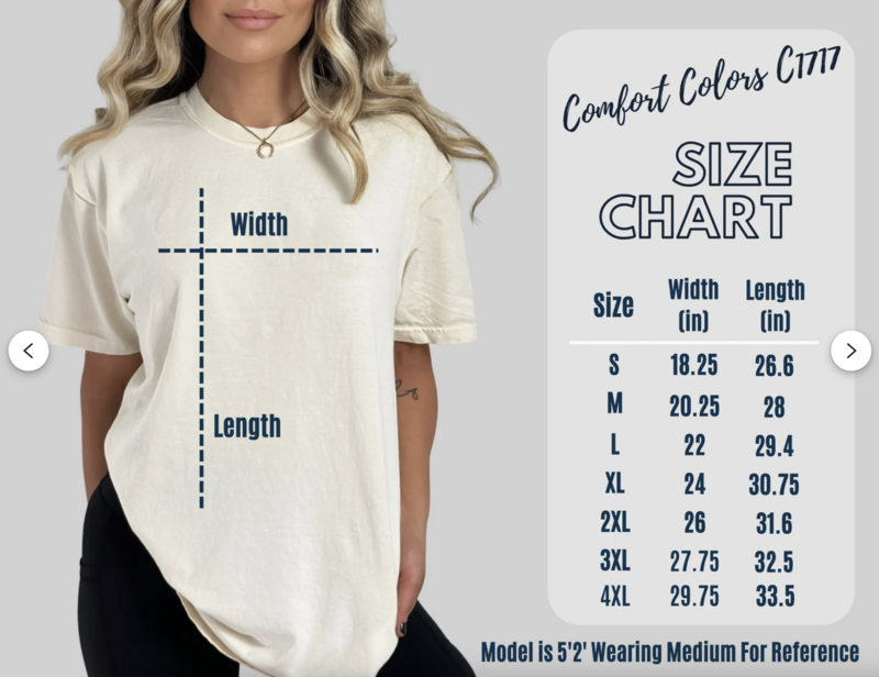Gran Canyon National Park T Shirt - Size Chart
