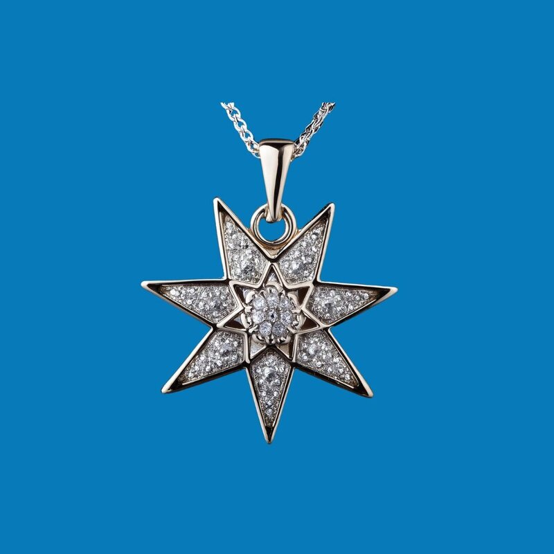 Greek Star Necklace with Diamonds in Star of Santorini Shop Symbolizing Elegance and Luxury