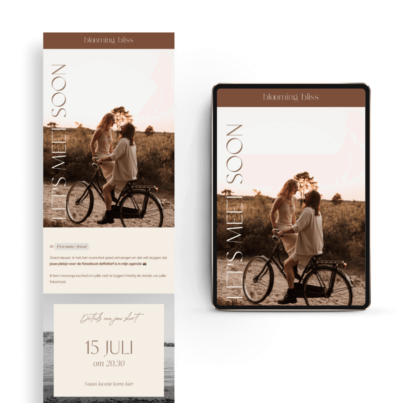 Bevestiging email template voor fotografen