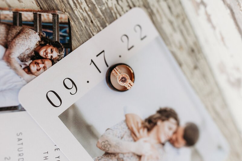 Save the date with engagement ring