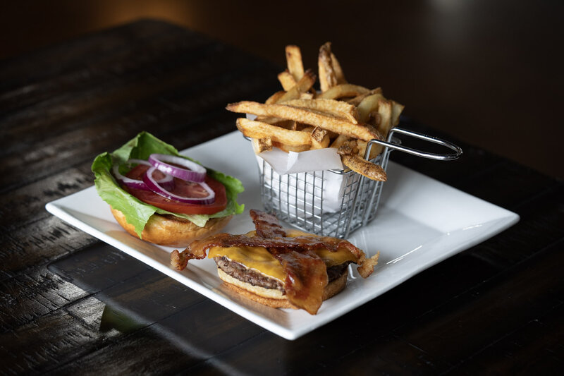 Mango Glazed Bacon Burger at Burton's Farmhouse Restaurant and Events in Paoli Indiana