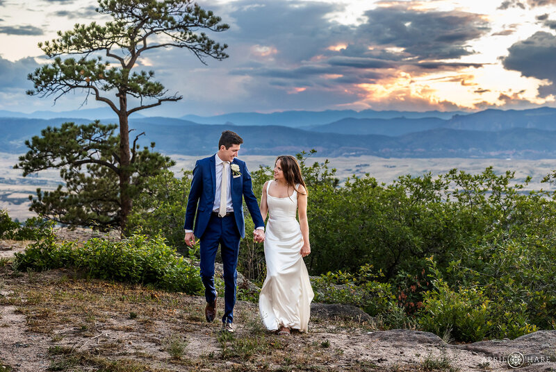 Beautiful Sunset Wedding Photo at Cherokee Ranch & Castle in Sedalia Colorado