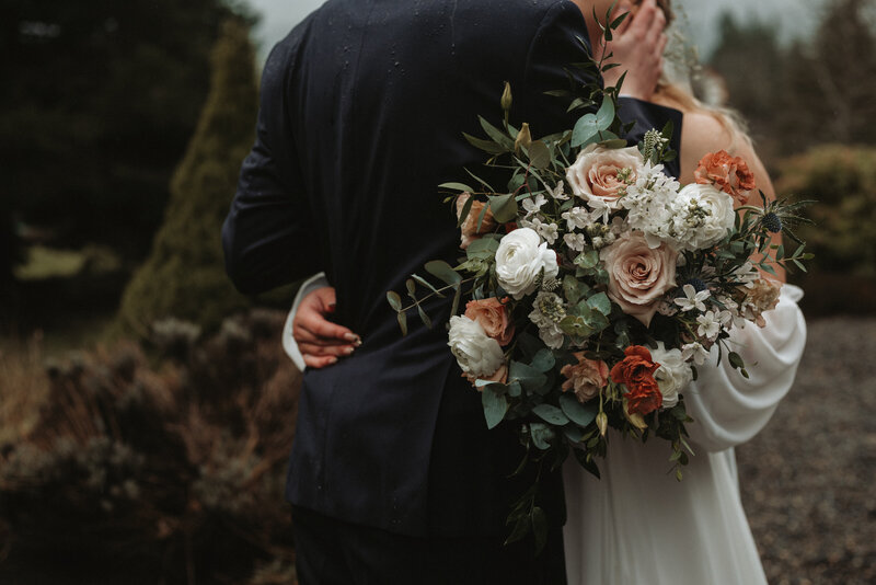 Bride and groom having a moment after sharing vows and having a first look. 