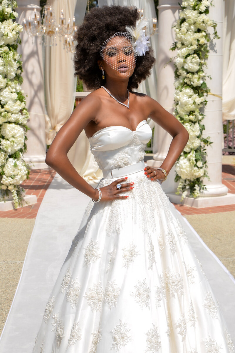 Bride Poses for Photo, Makeup by Cole Saad