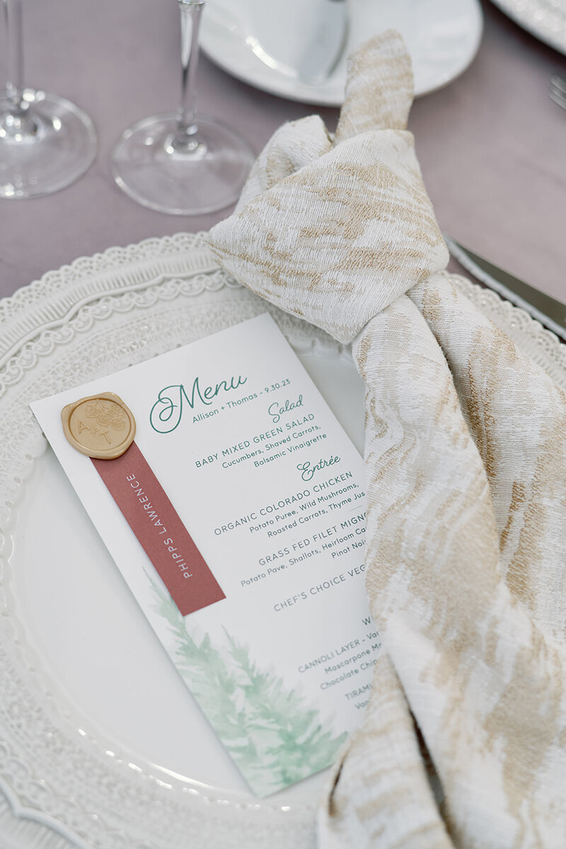 Watercolor Tree Wedding Menu