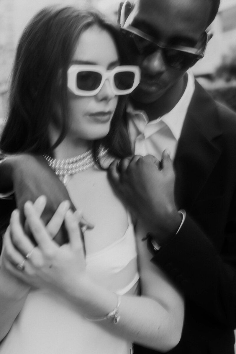 couple portrait in Paris bride and groom modern wedding photography
