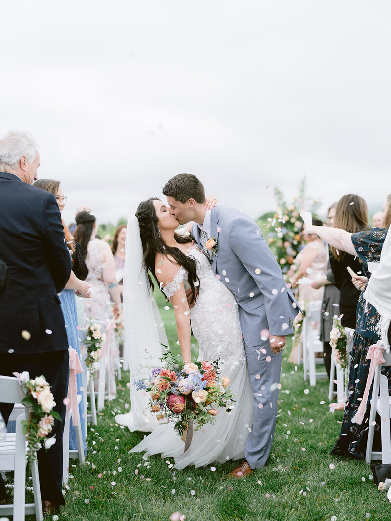 Charlottesville couple kissing at the ceremony