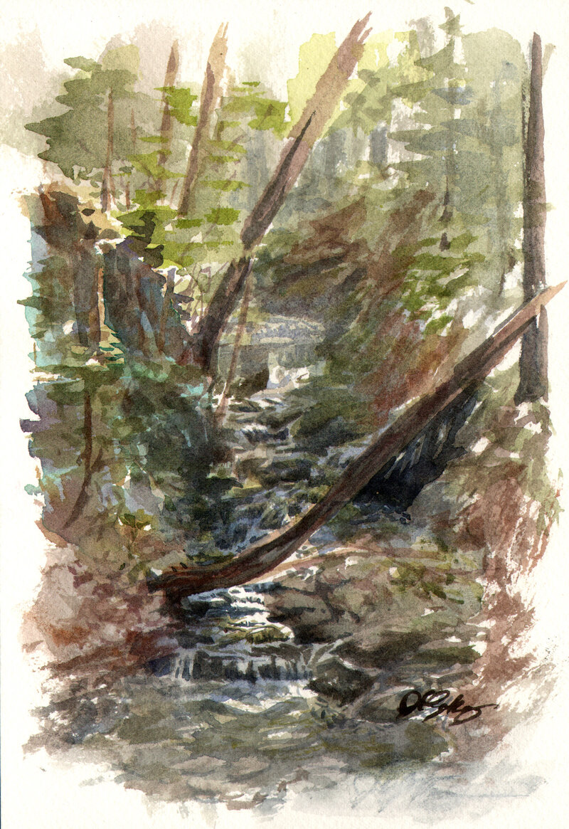 Skillshare-watercolor-direct-painting-online-class-landscape-waterfall