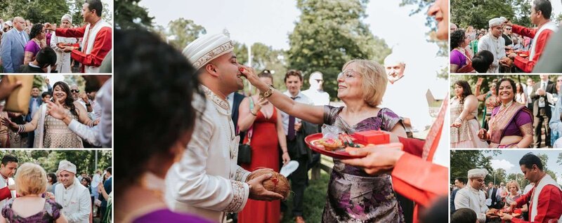 The brides mom pinches the grooms nose at  Bartram's Garden in Philadelphia.