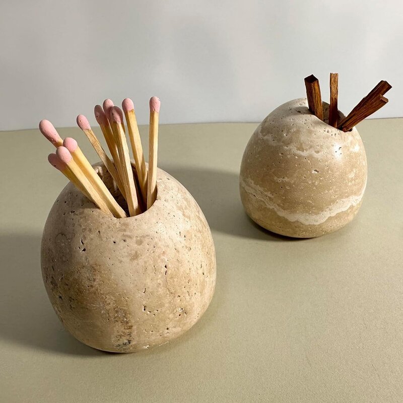 Travertine Match Holder
