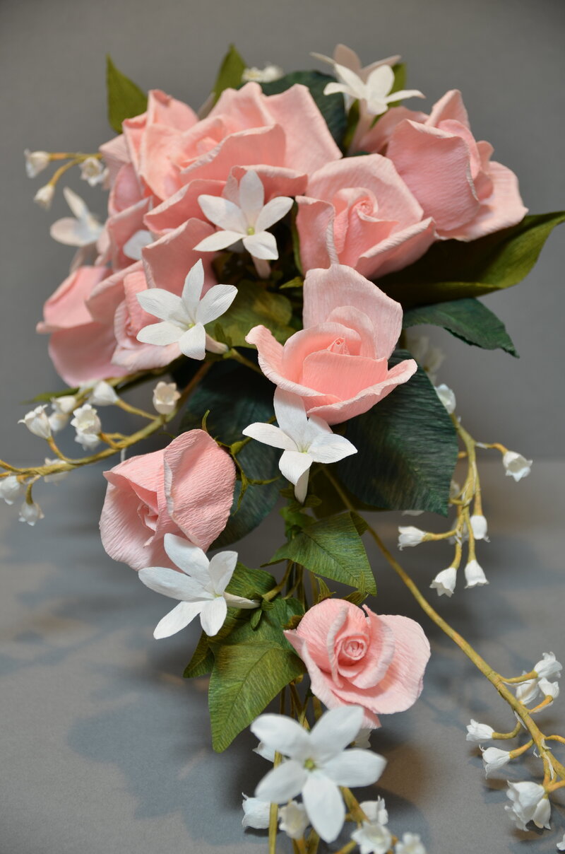 Pink roses and lily-of-the-valley