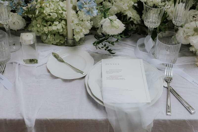 A luxe looking dinner table setting at an Elopement Wedding in Australia