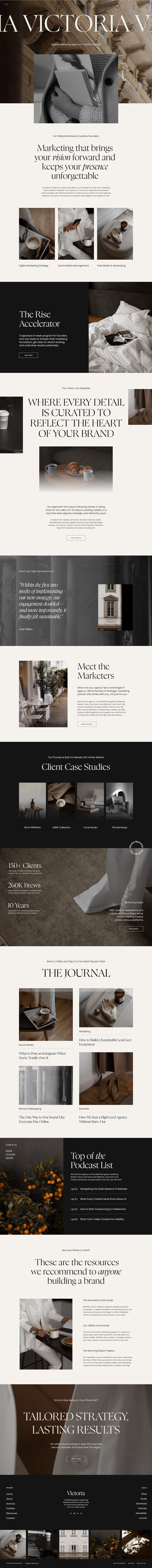 Victoria Showit website template for digital marketers — refined and strategic design layout.