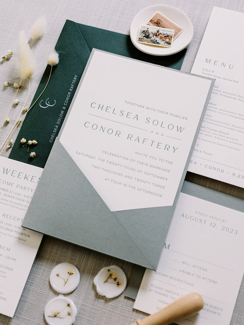 Modern Letterpress Pocket Invitation