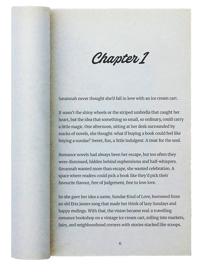 An open book showing the first page of chapter 1.