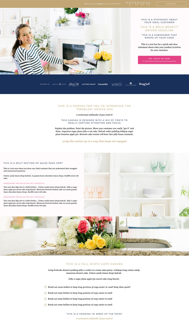 Showit Sales Page Template