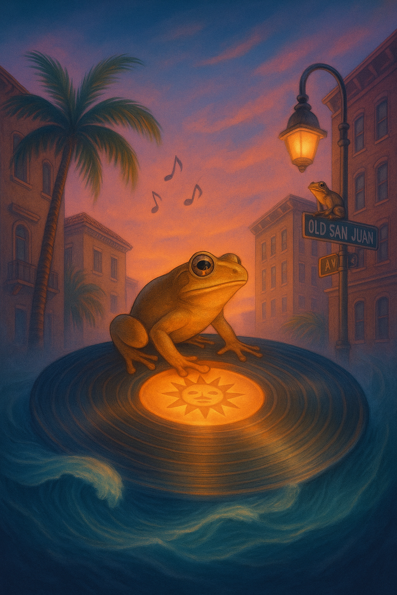 Coquí en el Vinyl al Atardecer
