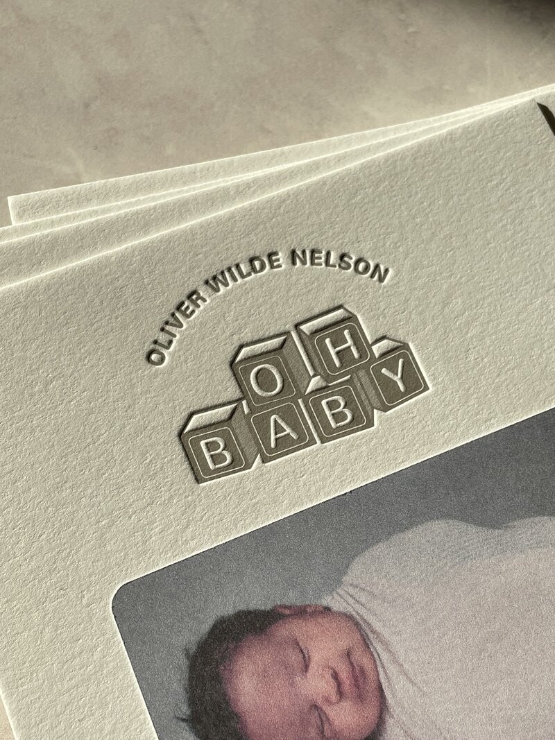 oh baby blocks letterpress birth announcement