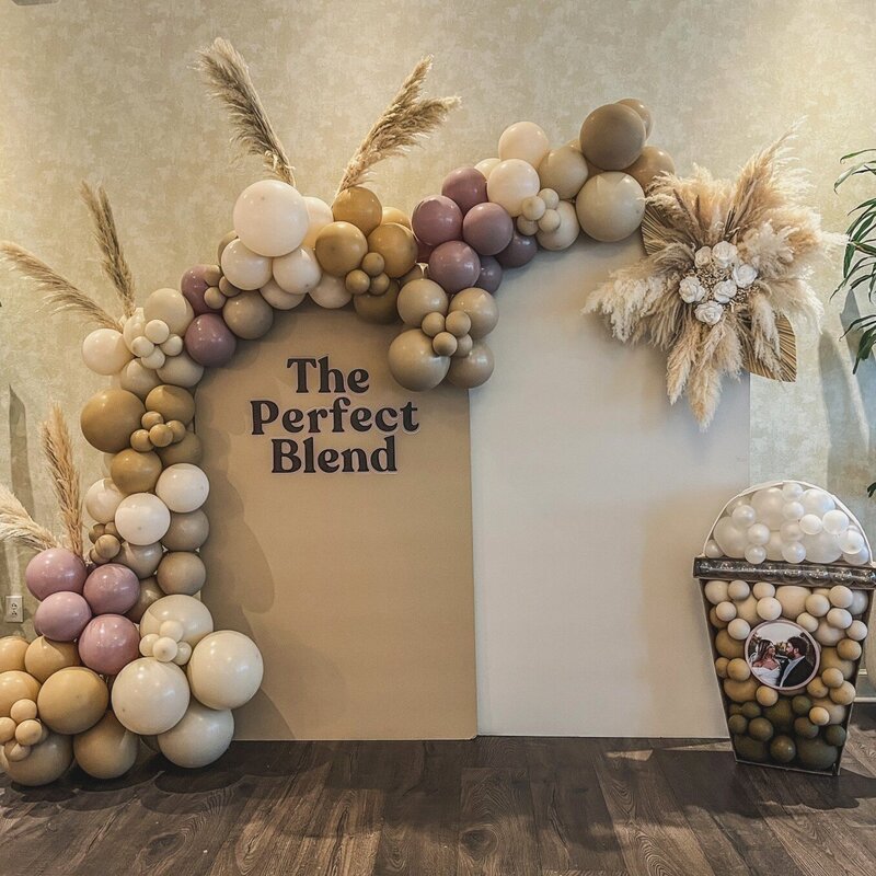 The Perfect Blend engagement or anniversary party balloons
