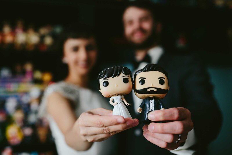 Bride-Groom-Comic-Store-Quirky-Wedding-Tiny-House-Photo