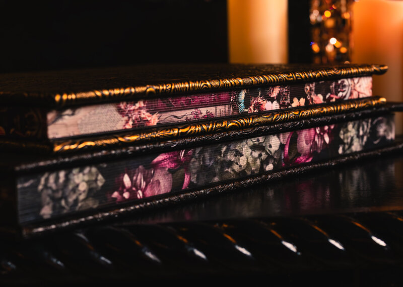 Opulent silk keepsake box containing a curated selection of your stunning boudoir prints.