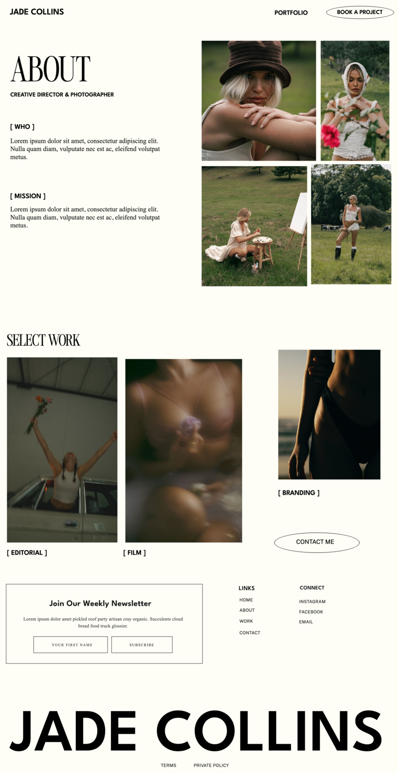 Showit website design for editorial photographers designed by VividHause