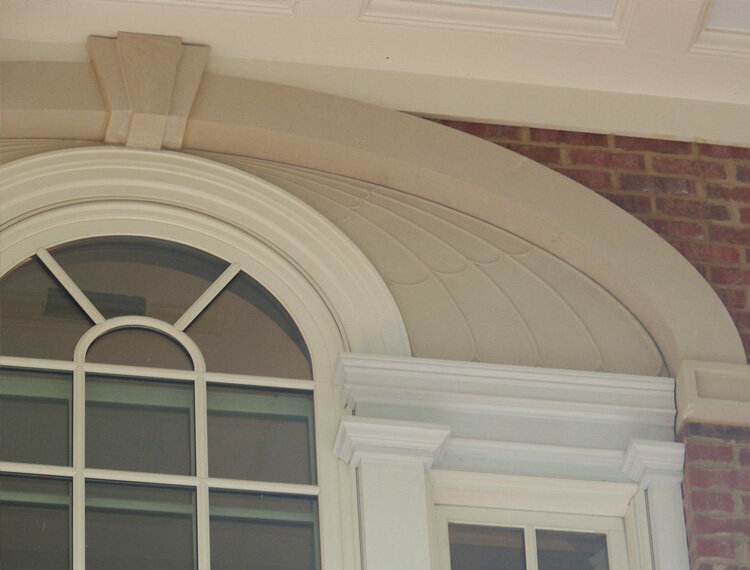 Details of a cast stone window surround