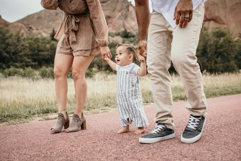 parents walking with son