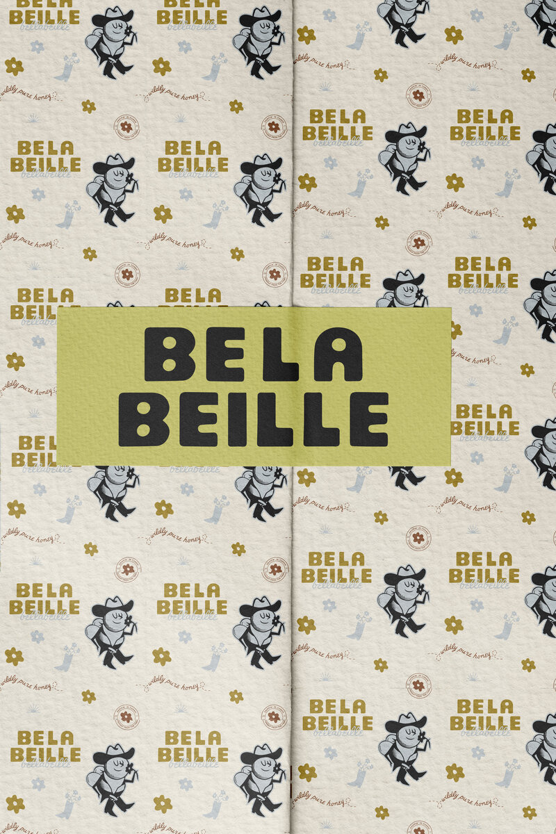 Wildspark created Belabeille’s logo, packaging, and brand identity to help boutique honey brands attract ideal customers. Southern-inspired cowgirl charm, bold colors, and strategic design enhance retail impact and convey brand story.

Belabeille’s branding includes packaging, logo, and brand identity for female-led honey CPG businesses. Bold, playful design and cowgirl bee imagery create a memorable, recognizable brand for retail and online markets.