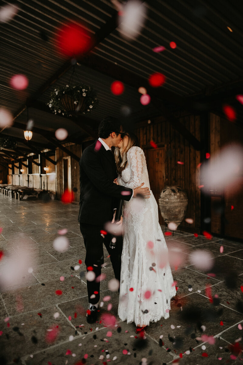 A cool couple let off a confetti cannon at The Willow Marsh Farm. 