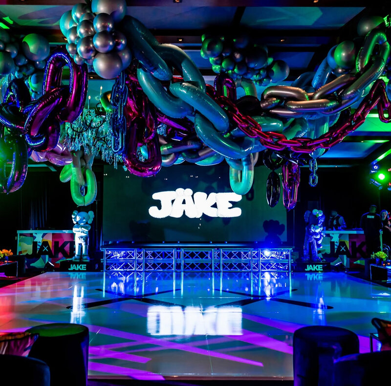 Luxury ceiling balloon installation created for an immersive event by The Works Collective.