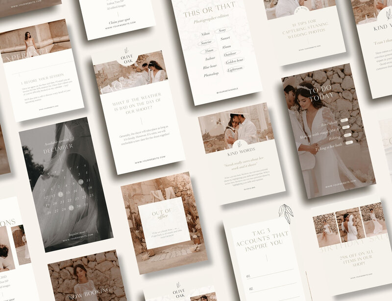 Elegant Instagram templates for photographers Olive Oak 1