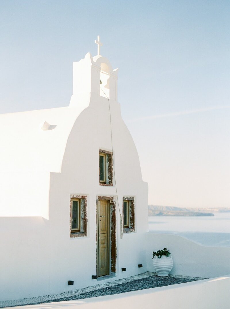 White chapel in Santorini