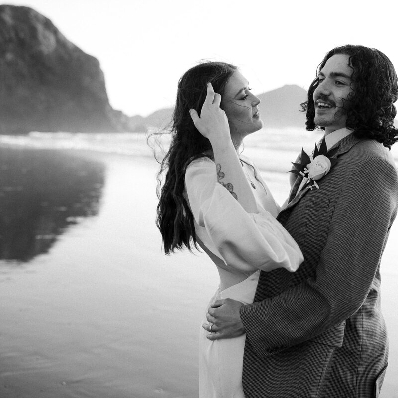 Black and white elopement photo