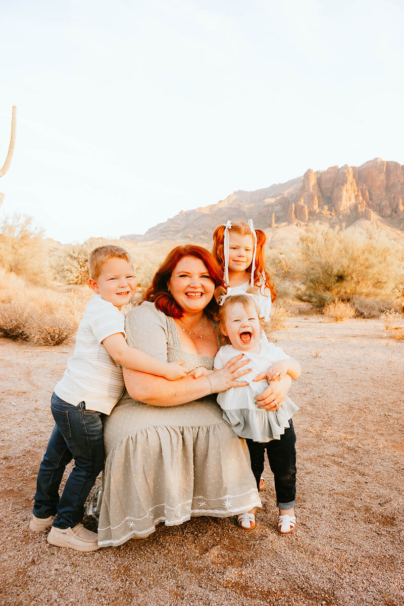 mom with two daughters and son