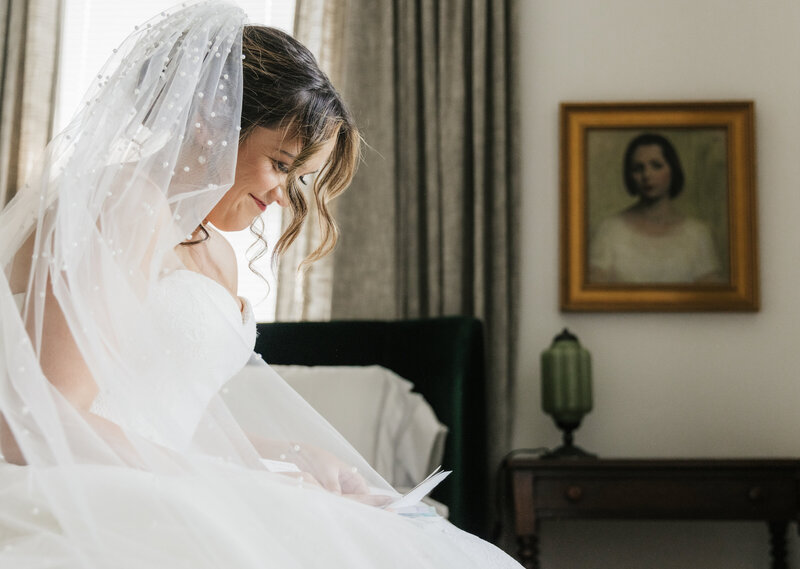 True-to-life moment for the bride before ceremony