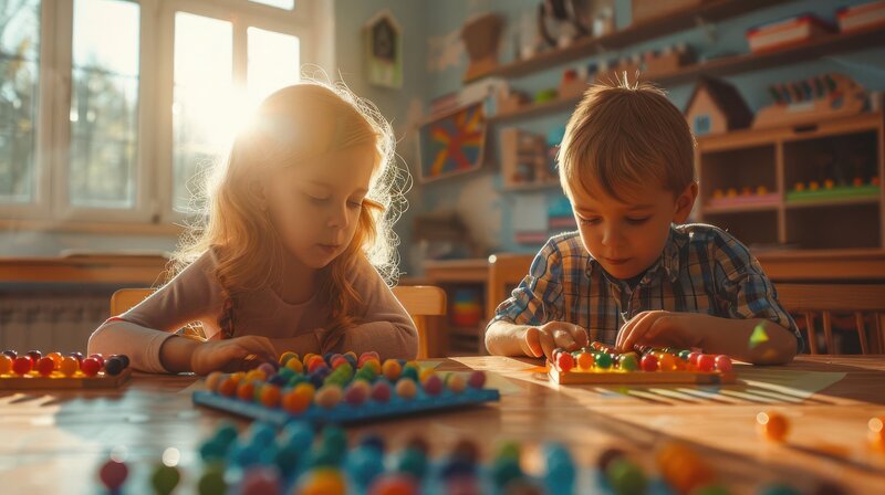 tolddlers playing with marbles