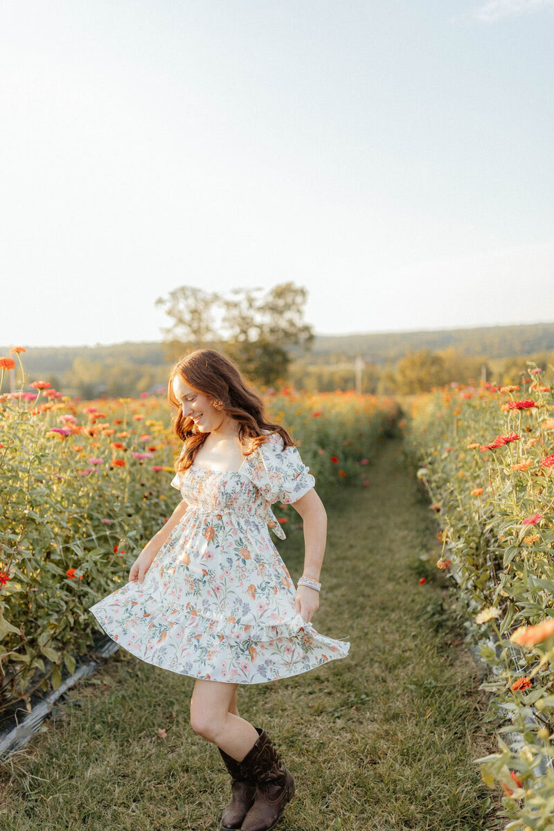 girl dancing in flowers